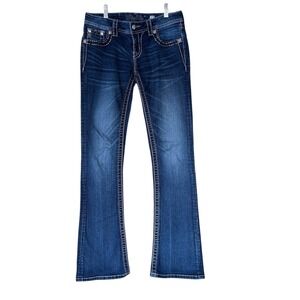 Miss Me Jeans 27 Signature Rise Bootcut Bling Rhinestone Flap‎ Pocket Y2K